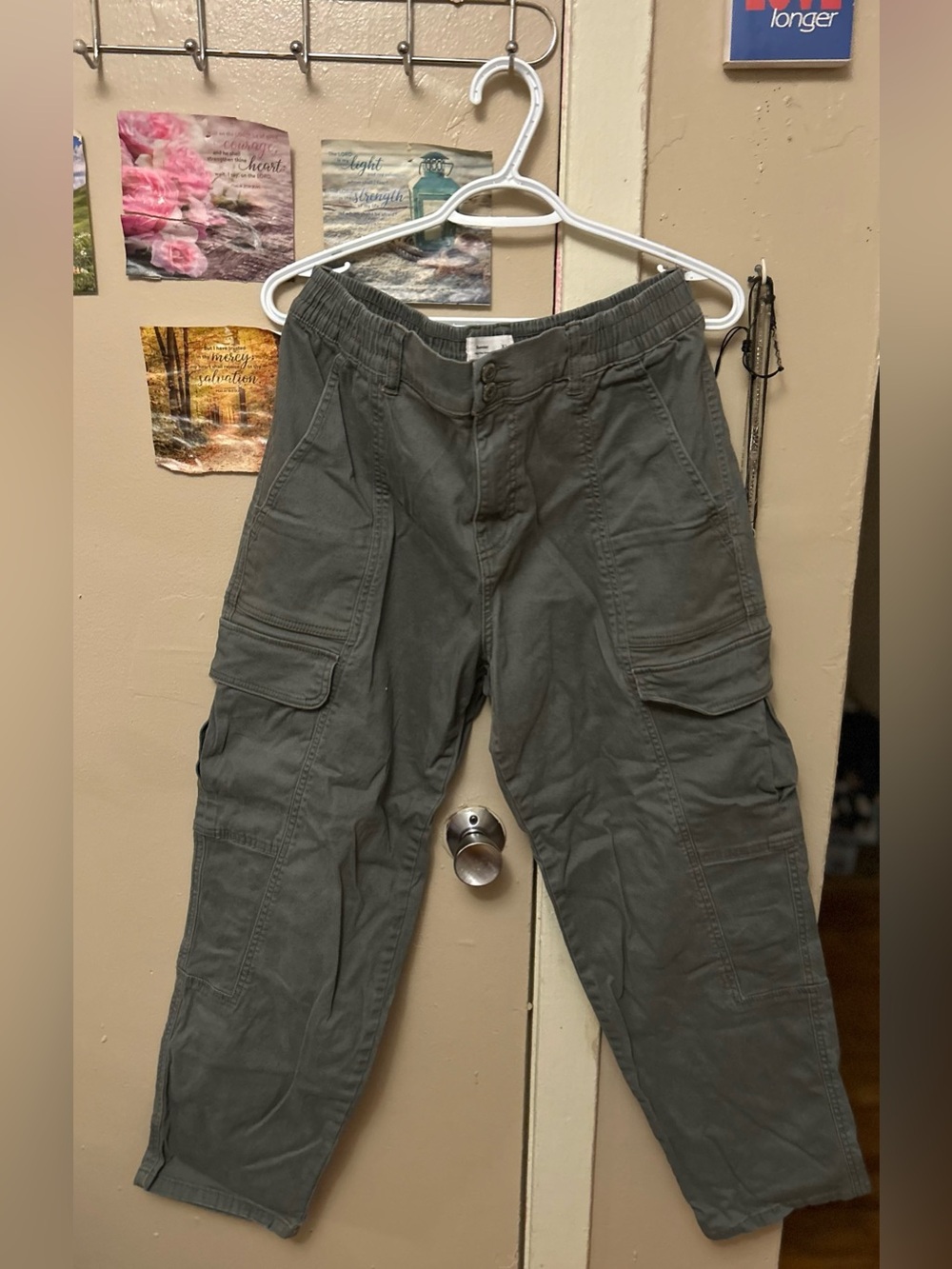 Womens Cargo Pants in Olive Green - Comfortable Utility Style